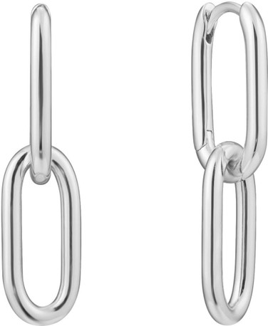 Image of Ania Haie Rhodium-Plated Sterling Silver Cable Link Earrings