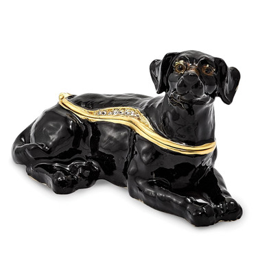 Bejeweled Black Labrador Dog Trinket Box