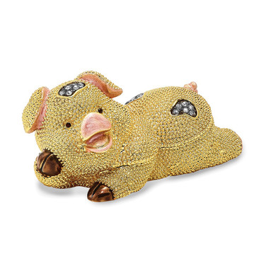 Bejeweled Cute Pig Trinket Box