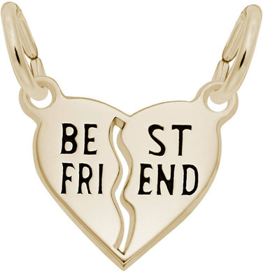 Best Friend Shared Heart Charm (Choose Metal) by Rembrandt