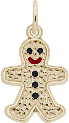 Black & Red Enamel Gingerbread Man Charm (Choose Metal) by Rembrandt