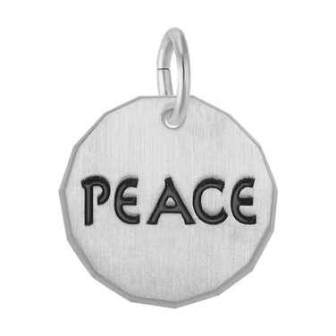Image of Black Enamel Peace Charm Tag Charm (Choose Metal) by Rembrandt