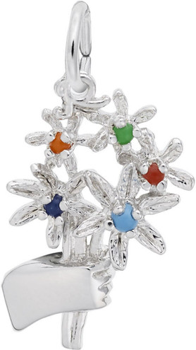 Bouquet Of Flowers Charm w/ Multicolored Beads (Choose Metal) by Rembrandt