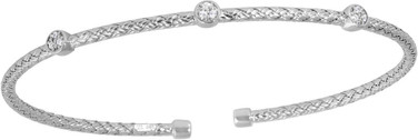 Image of Charles Garnier - "Darsi" - 2mm Rhodium-Plated Sterling Silver w/ CZ Cuff Bracelet