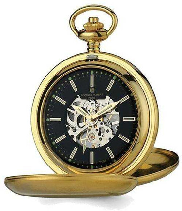 Image of Charles Hubert Stainless Steel Double Cover Tritium Handwind Pocket Watch