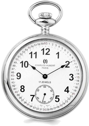 Image of Charles Hubert Stainless Steel Open Face Pocket Watch XWA2743