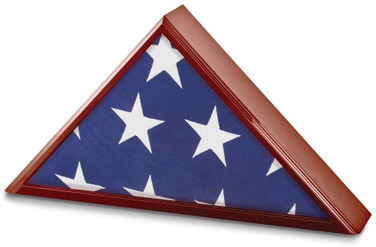 Image of Cherry Matte Finish Poplar Veneer Glass Top Flag Collectors Box
