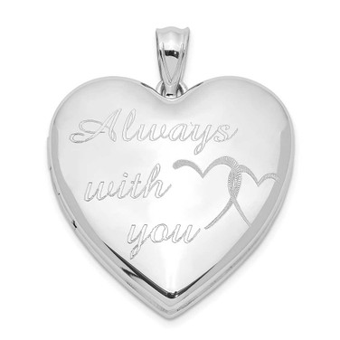 Image of Cremation Jewelry - Rhodium-plated Sterling Silver Always With You Ash Holder Heart Locket Pendant