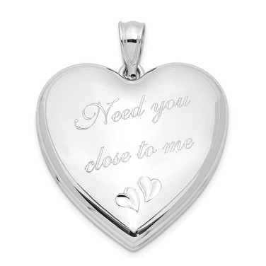 Image of Cremation Jewelry - Rhodium-plated Sterling Silver Need You Close To Me Ash Holder Heart Locket Pendant
