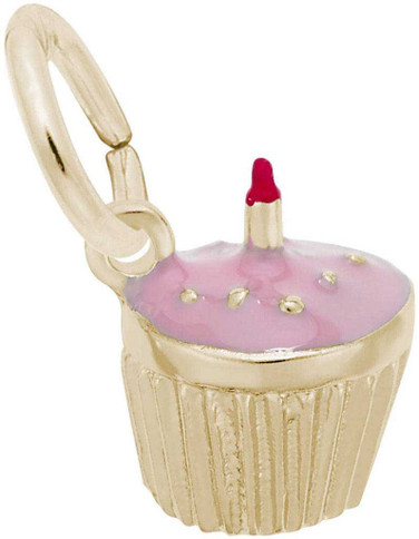 Image of Cupcake w/ Red Color Candle & Pink Color Charm (Choose Metal) by Rembrandt