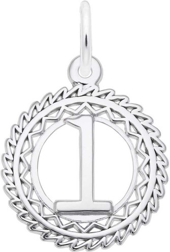 Image of Cutout Number 1 w/ Wavy Frame Charm (Choose Metal) by Rembrandt