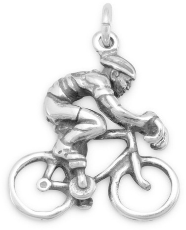 Cyclist Charm 925 Sterling Silver
