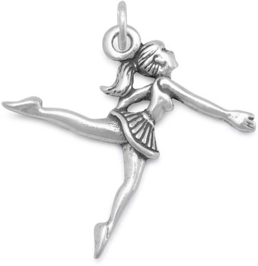Image of Dancer with Ponytail Charm 925 Sterling Silver