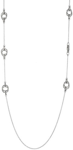 ELLE 36" Rhodium Plated Sterling Silver Necklace w/ 6 Interlocking Circle Stations