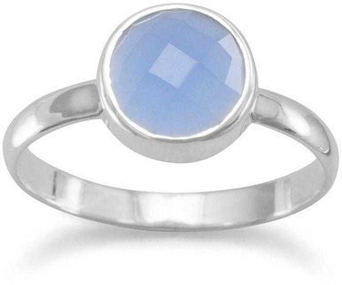 Image of Faceted Chalcedony Stackable Ring 925 Sterling Silver