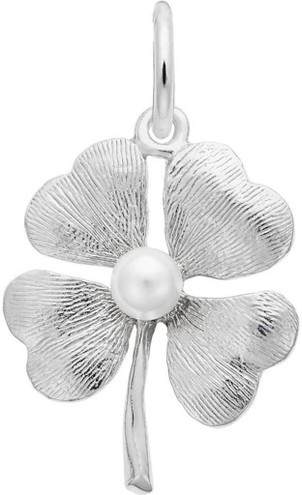 Image of Four Leaf Clover w/ Simulated Pearl Charm (Choose Metal) by Rembrandt