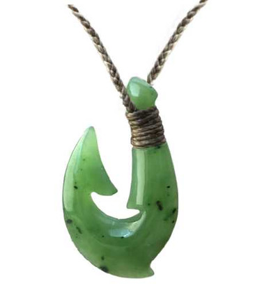 Image of Genuine Canadian Nephrite Jade Fish Hook Pendant - Two Sizes Image of Genuine Canadian Nephrite Jade Fish Hook Pendant - Two Sizes