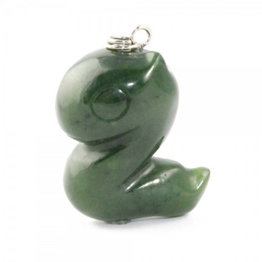 Genuine Natural Nephrite Jade Cartoon Charm: Snake