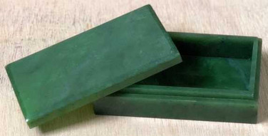 Image of Genuine Natural Nephrite Jade Rectangle Trinket Box w/ Lid 3.75 Inches