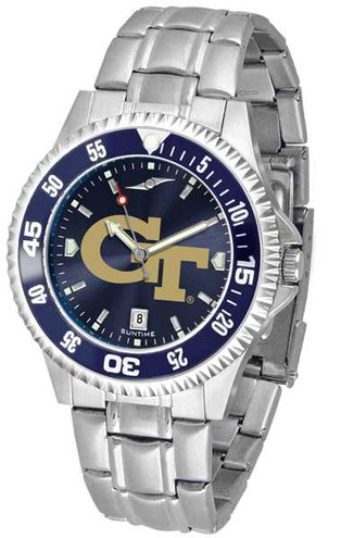 Image of Georgia Tech Yellow Jackets Competitor Steel AnoChrome Color Bezel Mens Watch