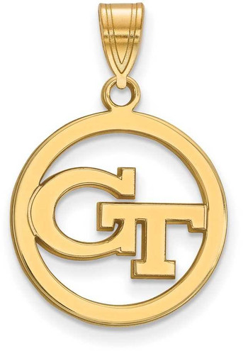 Image of Gold Plated 925 Silver Georgia Institute of Technology Sm Pendant Cir by LogoArt
