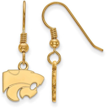 Image of Gold Plated 925 Silver Kansas State University XSmall Earrings LogoArt GP006KSU