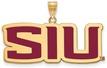 Image of Gold Plated 925 Silver Southern Illinois University Large Enamel Pendant LogoArt
