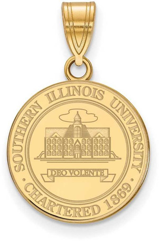 Image of Gold Plated 925 Silver Southern Illinois University Medium Crest Pendant LogoArt