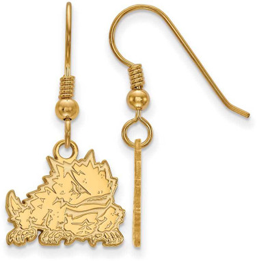 Image of Gold Plated 925 Silver Texas Christian University Sm Dangle Earrings by LogoArt
