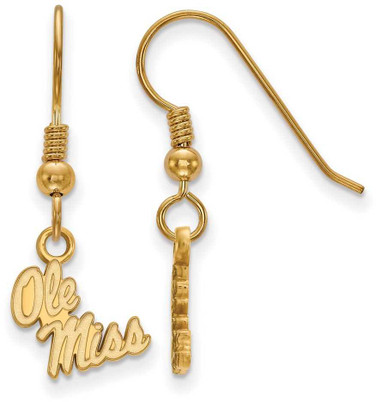 Image of Gold Plated 925 Silver University of Mississippi XSmall Earrings LogoArt GP047