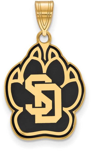 Image of Gold Plated 925 Silver University of South Dakota Large Enamel Pendant LogoArt