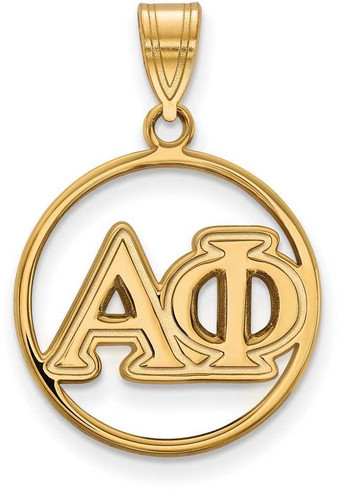 Image of Gold Plated Sterling Silver Alpha Phi Small Circle Pendant by LogoArt (GP011APH)
