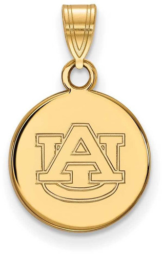 Image of Gold Plated Sterling Silver Auburn University Small Disc Pendant by LogoArt