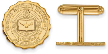 Image of Gold Plated Sterling Silver Central Michigan University Crest Cuff Links LogoArt Image of Gold Plated Sterling Silver Central Michigan University Crest Cuff Links LogoArt