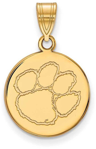 Image of Gold Plated Sterling Silver Clemson University Medium Disc Pendant by LogoArt