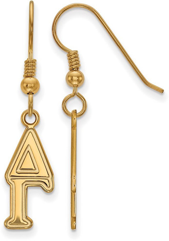 Gold Plated Sterling Silver Delta Gamma Dangle Medium Earrings by LogoArt