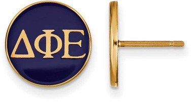 Image of Gold Plated Sterling Silver Delta Phi Epsilon Post Earrings by LogoArt GP031DPH