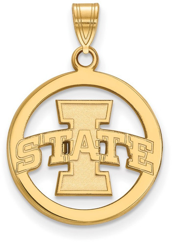 Gold Plated Sterling Silver Iowa State University Small Pendant Circle LogoArt
