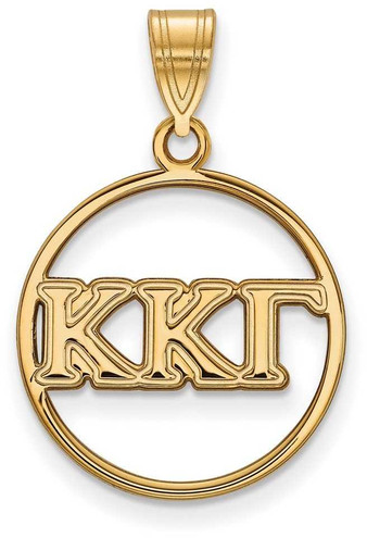 Image of Gold Plated Sterling Silver Kappa Kappa Gamma Sm Circle Pendant LogoArt GP011KKG
