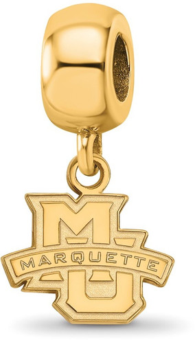 Gold Plated Sterling Silver Marquette University XSmall Bead Charm LogoArt GP012