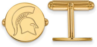 Image of Gold Plated Sterling Silver Michigan State University Cuff Links LogoArt GP053
