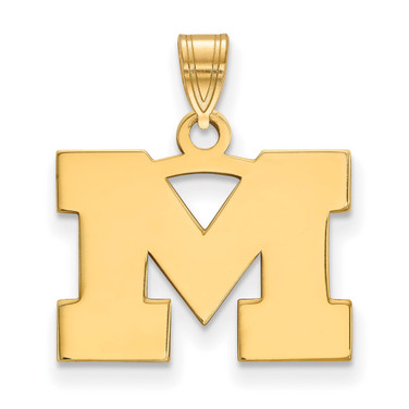 Image of Gold Plated Sterling Silver Michigan University Of Small Pendant LogoArt GP002UM