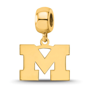 Image of Gold Plated Sterling Silver Michigan University Of Small Pendant LogoArt GP033UM
