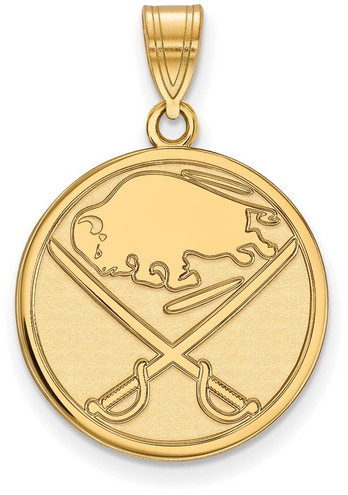 Gold Plated Sterling Silver NHL Buffalo Sabres Large Pendant by LogoArt