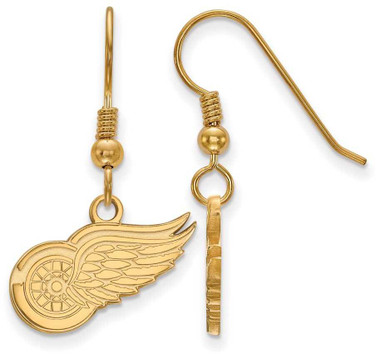 Image of Gold Plated Sterling Silver NHL Detroit Red Wings Small Dangle LogoArt Earrings