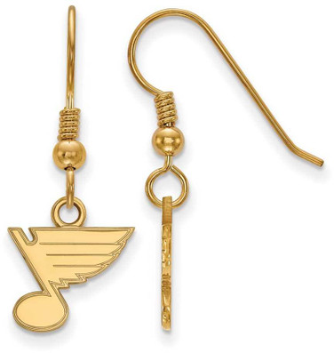 Image of Gold Plated Sterling Silver NHL St. Louis Blues X-Small Dangle LogoArt Earrings