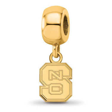 Image of Gold Plated Sterling Silver North Carolina State U XSmall Bead LogoArt GP035NCS