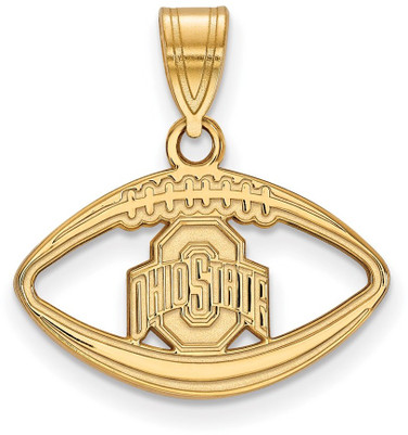 Gold Plated Sterling Silver Ohio State University Pendant in Football by LogoArt