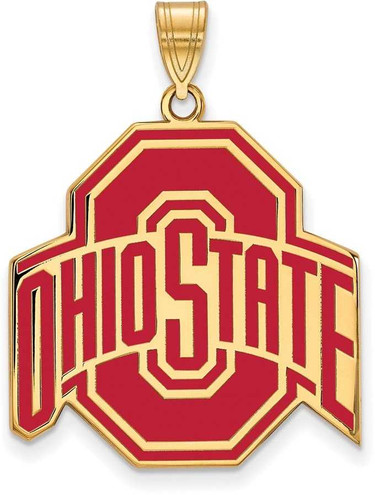 Image of Gold Plated Sterling Silver Ohio State University XL Enamel Pendant by LogoArt