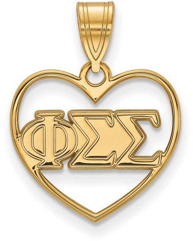 Image of Gold Plated Sterling Silver Phi Sigma Sigma Heart Pendant by LogoArt (GP008PSS)